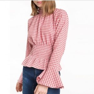 Pleated Plaid Blouse